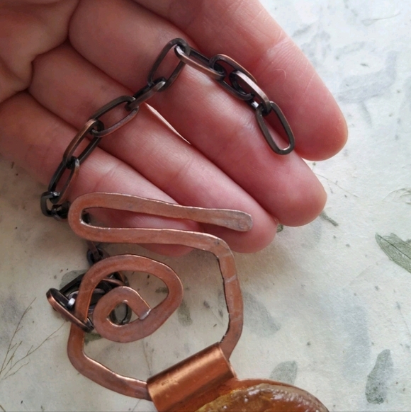 Artisan Wild Flowers In Resin On Copper Chain Necklace - Nwt - Picture 11 of 12